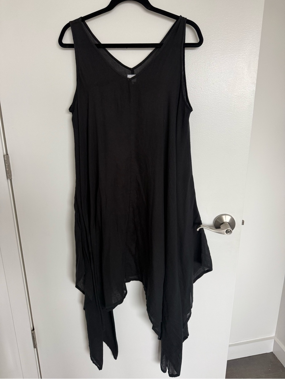 Sleeveless Black Asymmetrical Handkerchief Hem Dress